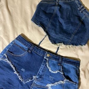 Denim Skirt Set Size, L